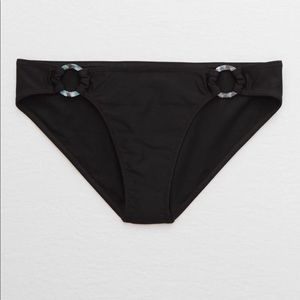 Aerie Black Bikini Bottoms with Resin Hoops